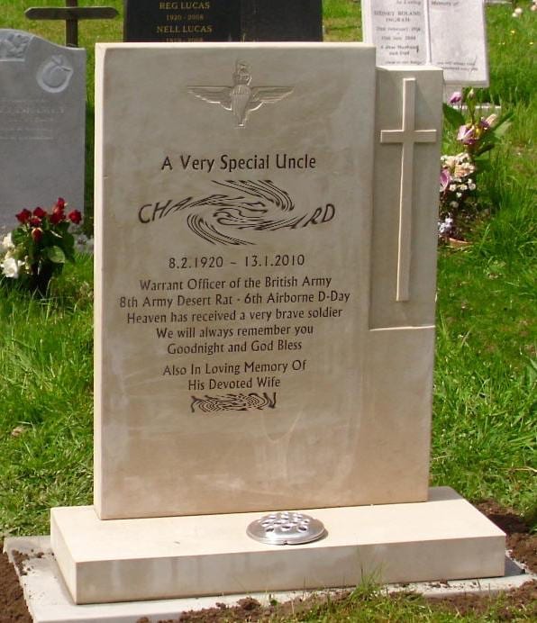 Marble Lawn Headstone With Cross - Image 3