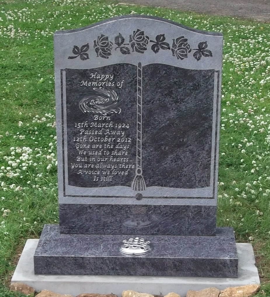 Book and Roses Headstone - Image 4