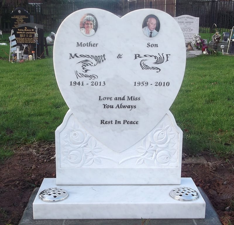 Heart Shaped Marble Lawn Headstone - Image 4