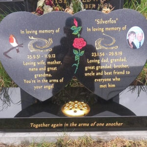 2 hearts headstone
