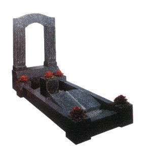Blue Pearl Arch Granite Memorial With Kerbs