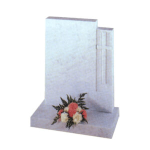 Marble Lawn Headstone With Cross