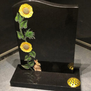 rabbit & sunflower headstone