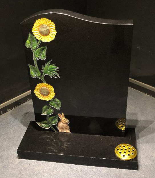 rabbit & sunflower headstone