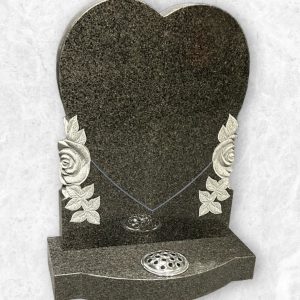 Heart headstone with carved roses