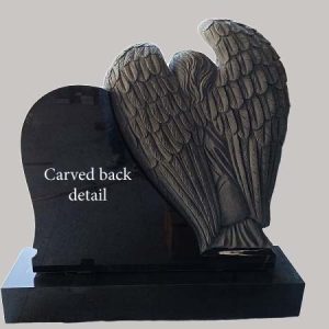 Angel & Heart Headstone Carved Back